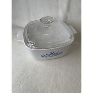 Corning Ware Blue Cornflower Bake Casserole Dish with Lid Vintage A 1 1/2 B